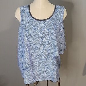 Juicy Couture Pullover Embellished Neck Sleeveless Asymetrical Top - Size XL